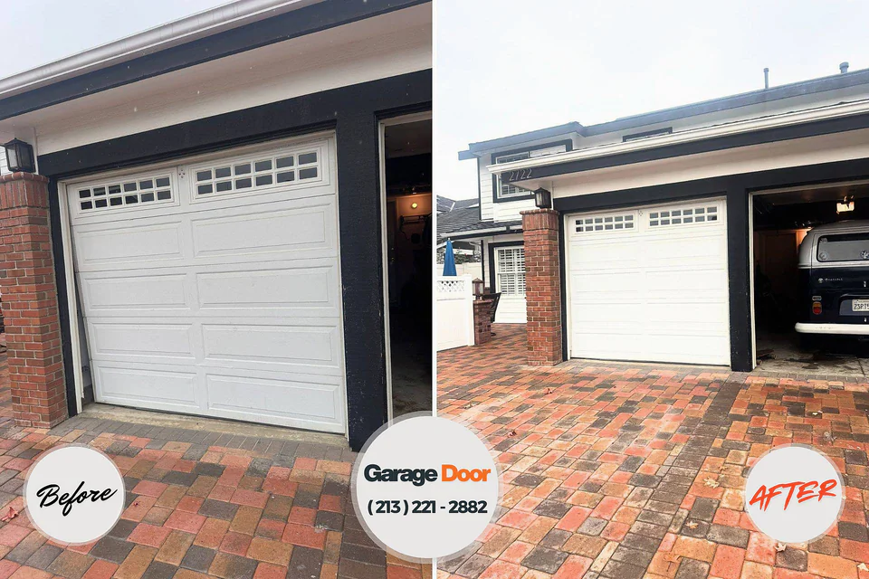 Before and after: garage door repair Lambertville, MI